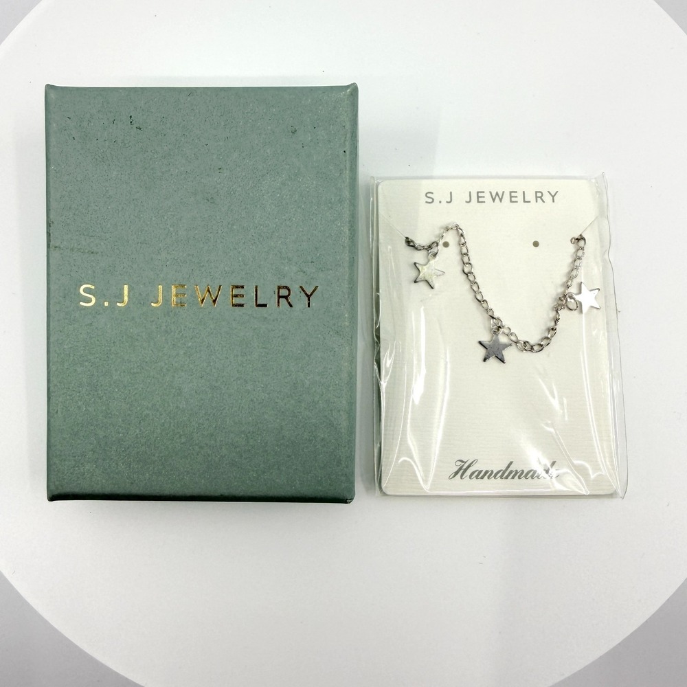 S.J Jewelry Handmade Silver Tone Star Charm Necklace Dainty Celestial Minimalist